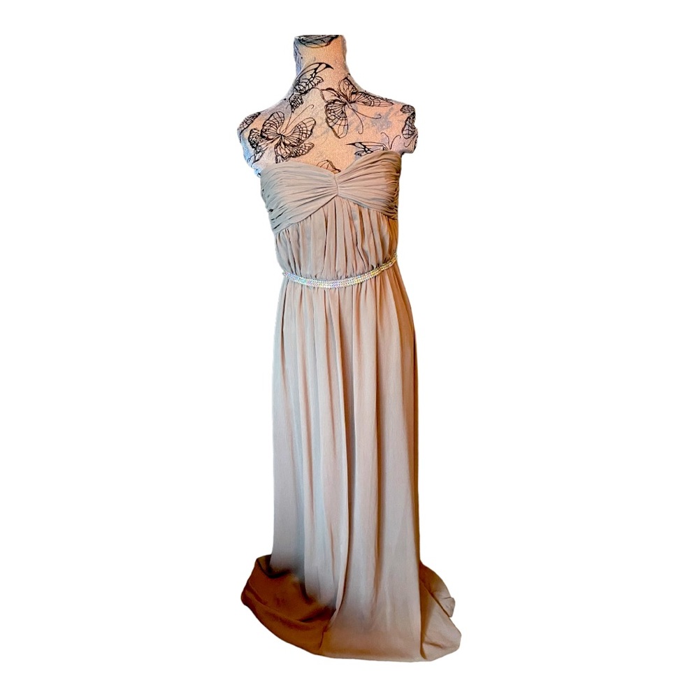 Beautiful Vintage Grecian style gown hand sewn rhinestone embellishment added.